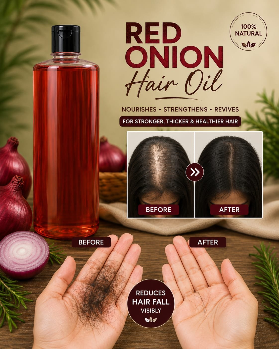 🌺✨ RED ONION HAIR OIL 1 Litter ✨🌺